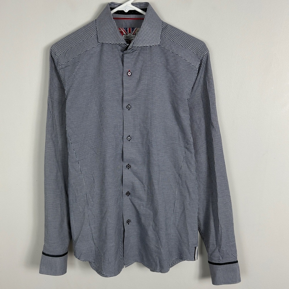 7 Downie St‎ Mens Button Down Collared Shirt Mens Sz 3 or Small Blue Long Sleeve